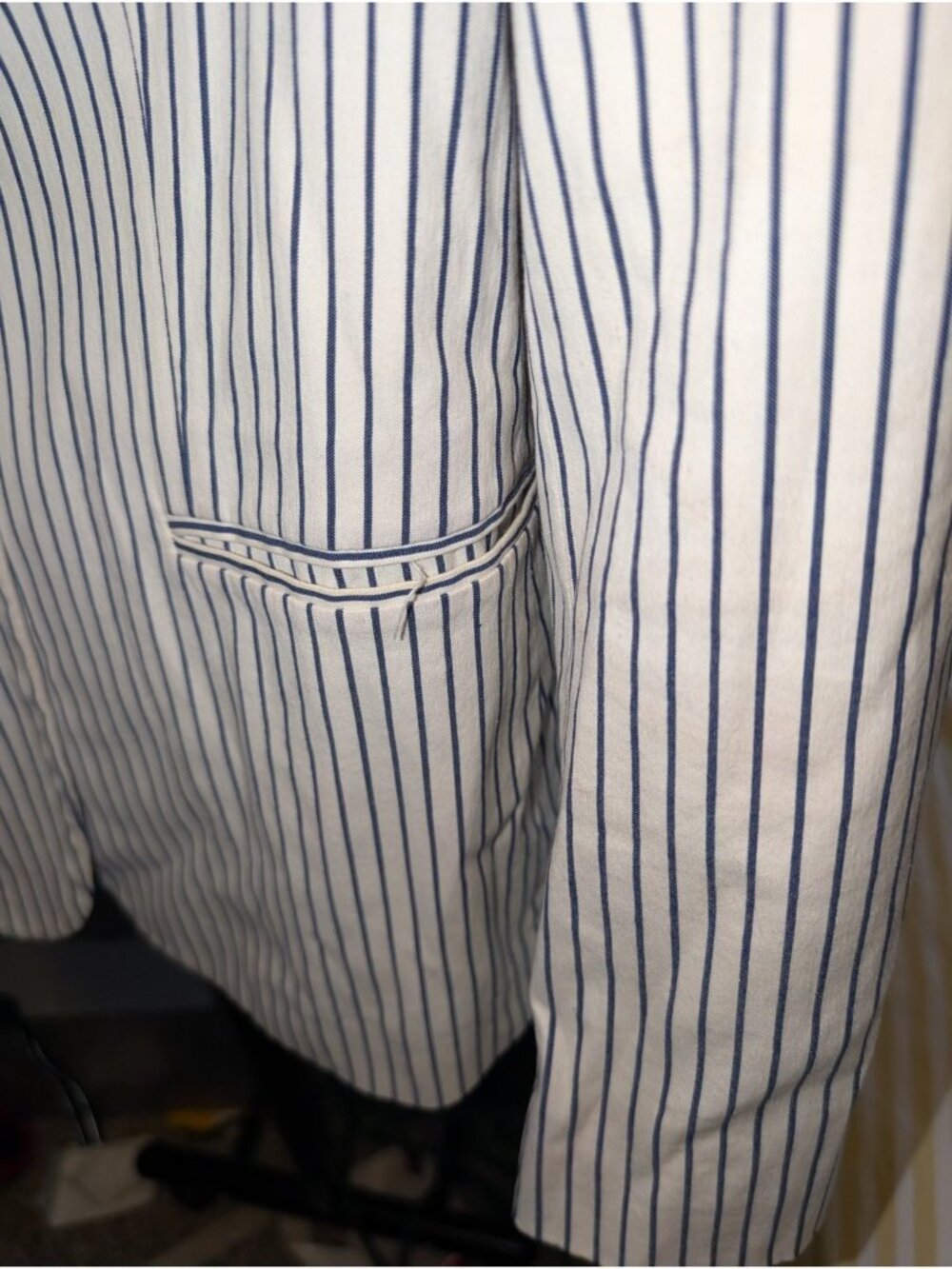 Lauren Ralph Lauren Womens Pantsuit 8 M White Blue Pinstripe Blazer Pants - Picture 6 of 16